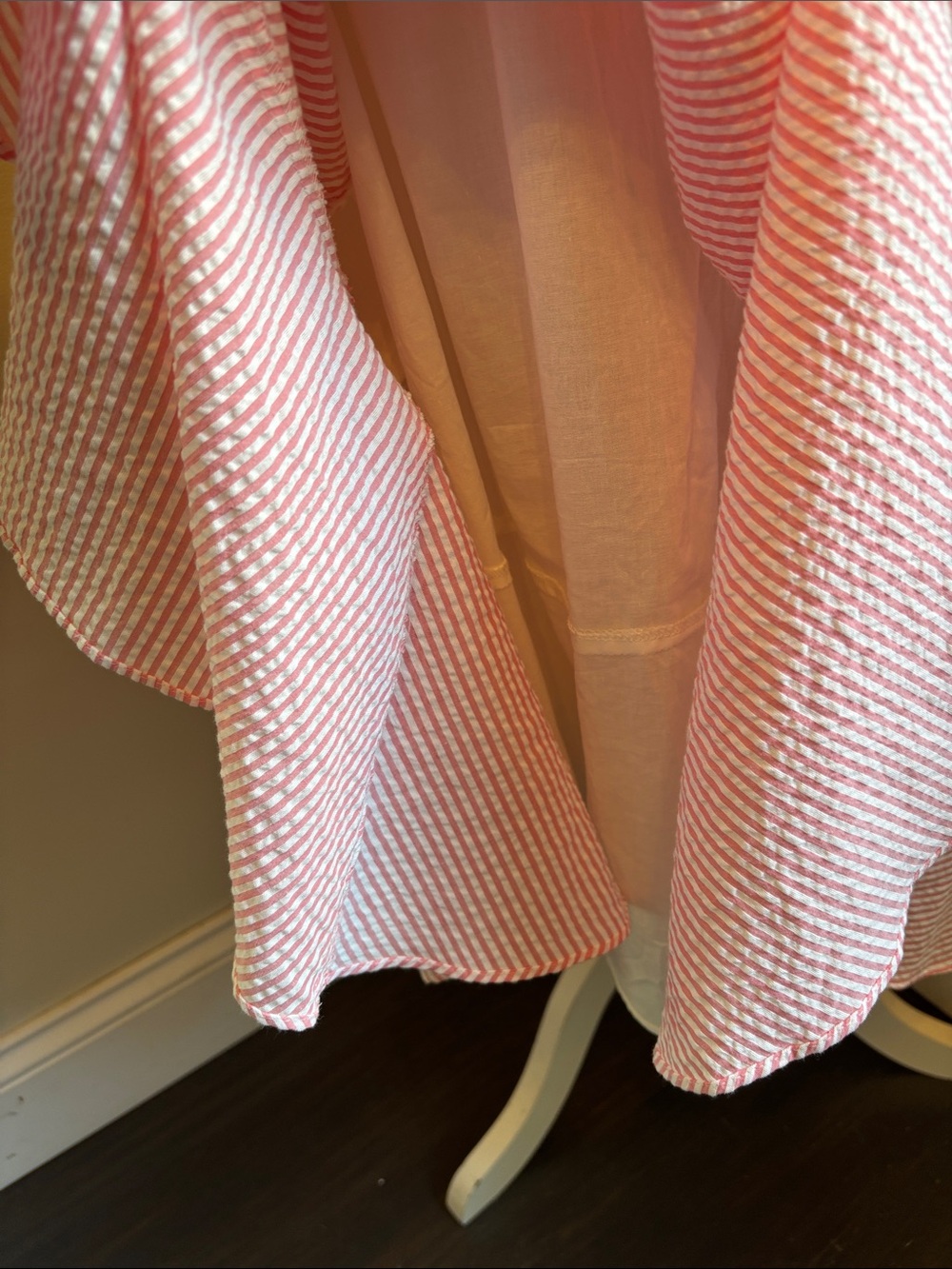 J. Crew Strapless Ruffle Hem Seersucker Midi Dress in Pink White NWT - Picture 7 of 15